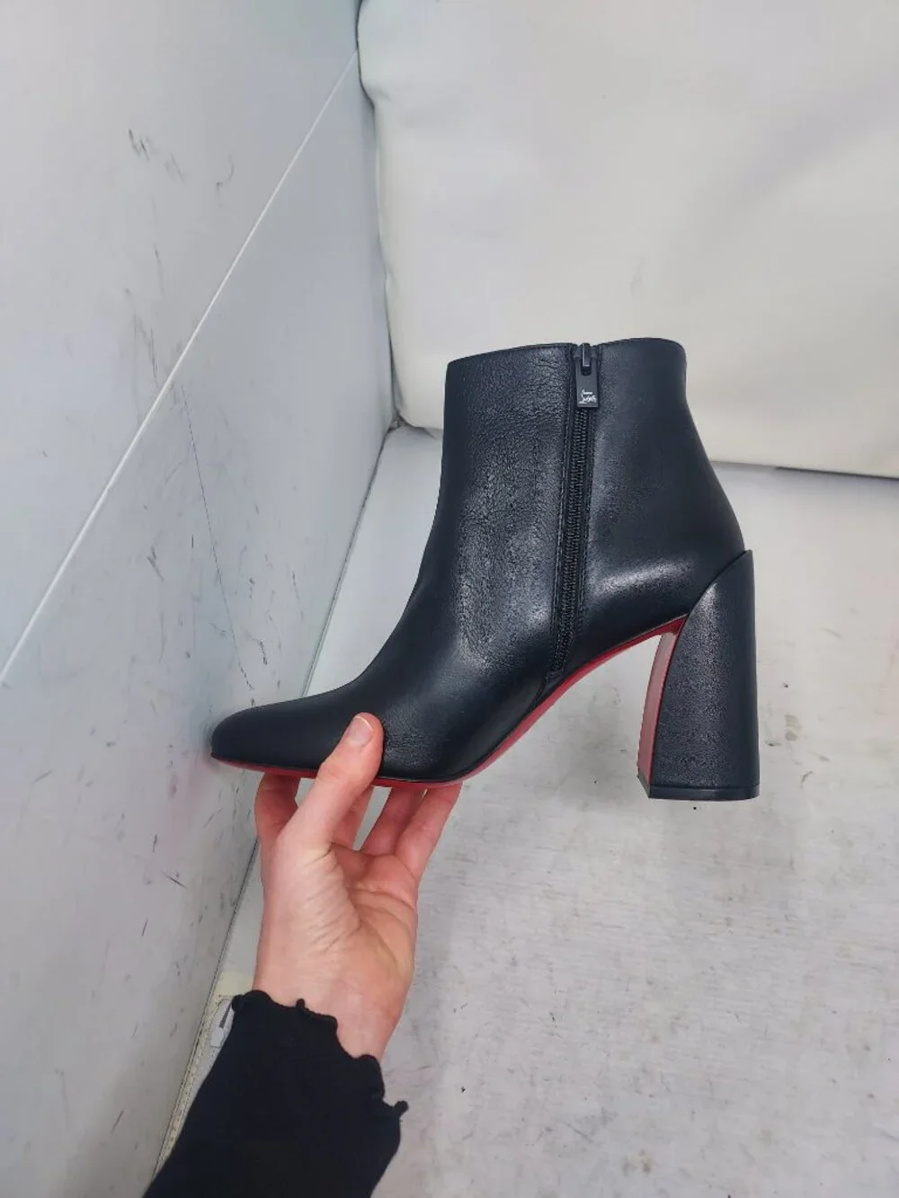 Christian Louboutin Black Turela Leather Ankle Boot